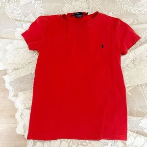 Ralph Lauren Top Short Sleeve Tee in Red with Navy Pony